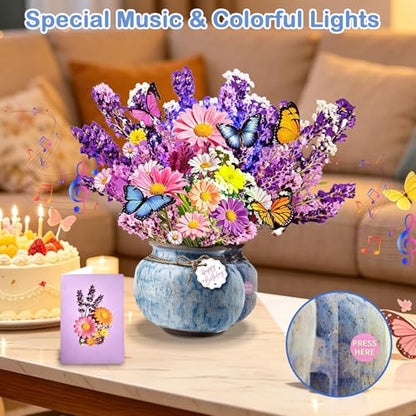 Lavender Birthday 3D Pop Up Card with Music & LED Lights – XUNXMAS