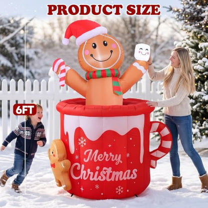 Animated Gingerbread Man Inflatable Christmas Decoration - 6 FT Outdoor Decor