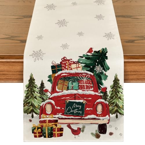 Christmas Table Runner 13x120 Inches - Beige Seasonal Holiday Decor