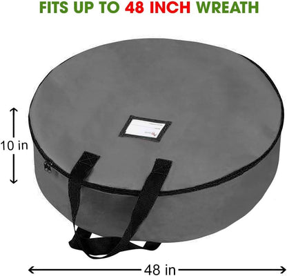 Primode Heavy Duty Wreath Storage Bag - 48" Garland Container with Handles | Durable 600D Oxford Polyester (Gray)