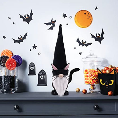 Black Cat Gnome Plush Decor - Handmade Scandinavian Halloween & Christmas Figurine