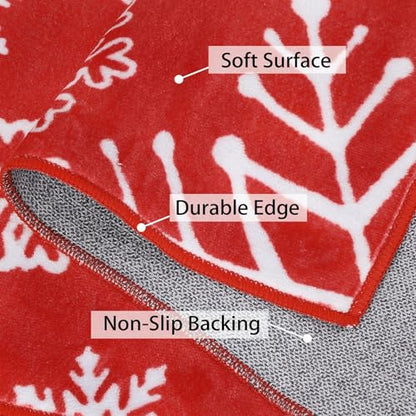 GlowSol Christmas Snowflakes Rug 5x7 ft Washable Non-Slip Holiday Rug for Living Room and Kitchen - Red