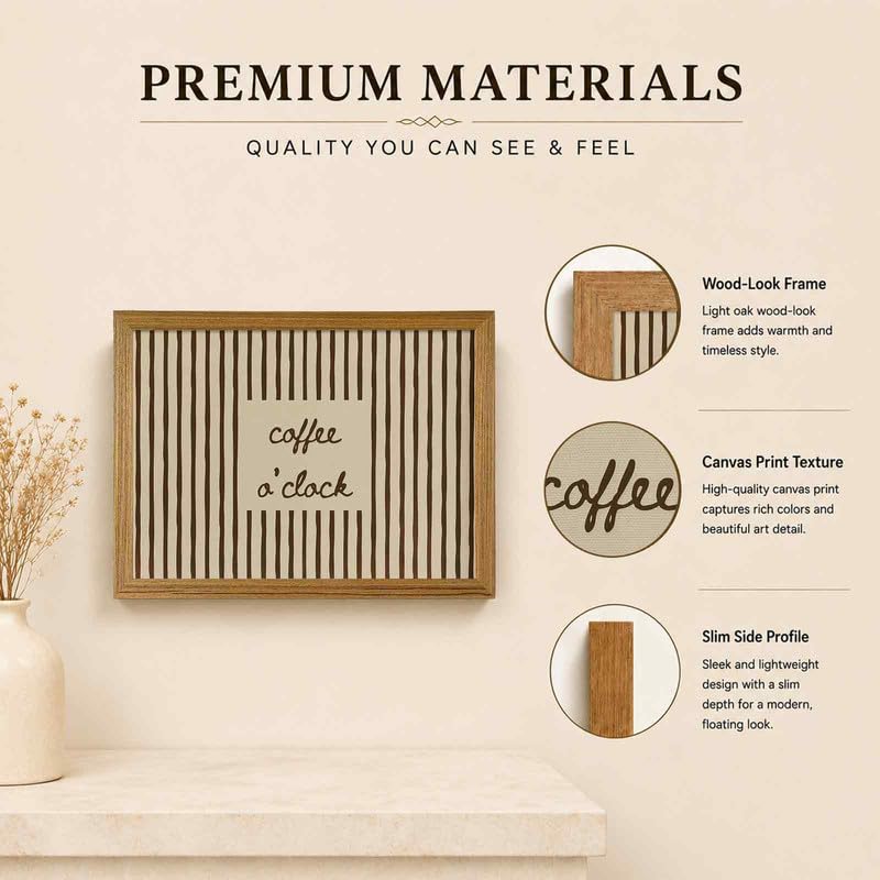 Wood Framed Coffee Wall Art - 8x10in Kitchen Decor - Coffee O'clock
