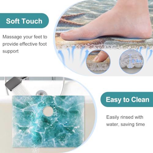 Non Slip Shower Mat 24x24 Inch Loofah Bath Rug - Square, Durable & Fast Draining