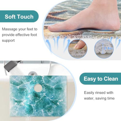 Non Slip Shower Mat 24x24 Inch Loofah Bath Rug - Square, Durable & Fast Draining