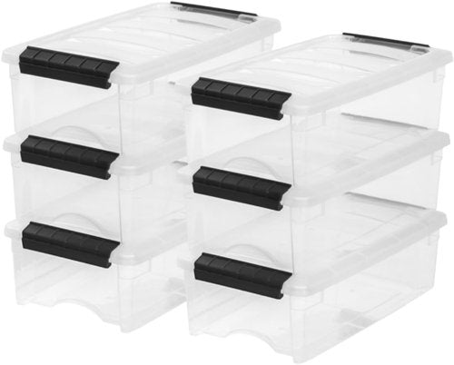 IRIS USA 6-Pack Storage Bins - Stackable 6 Quart Organizing Solution with Lids | Durable BPA-Free Plastic