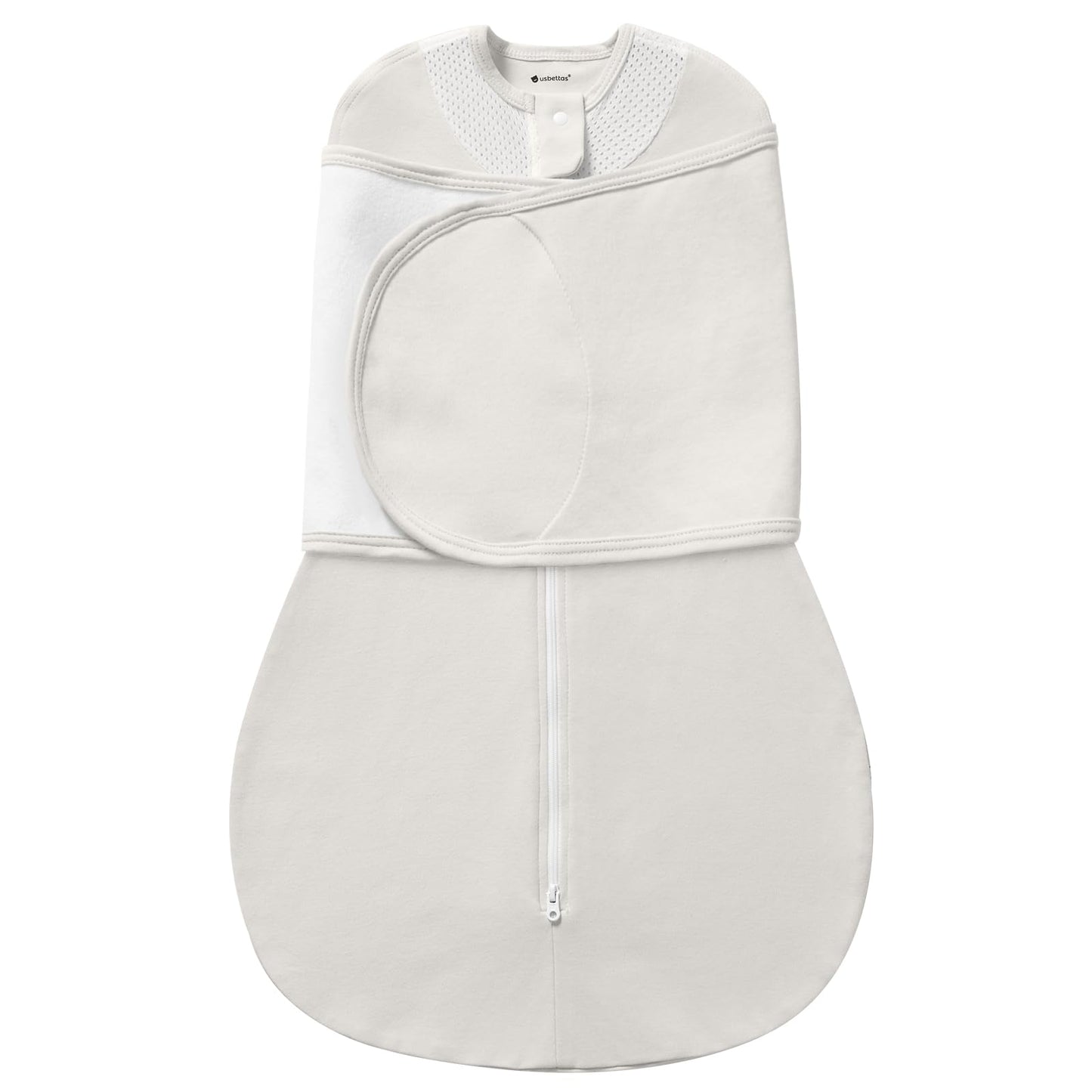 usbettas Swaddles for Newborns, Safe Sleep Swaddle Sack with Mesh Design, Breathable 100% Cotton Sleepsack New-Parent-Friendly 0-3 Month, 3-Way Adjustable Transitional Swaddle, Grey