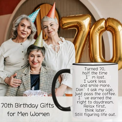 70th Birthday Coffee Mug for Women Men WHITE 70 - Funny 11oz Gift