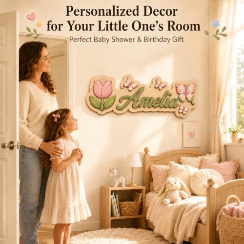 Personalized Nursery Name Sign - Fantasy & Princess Theme Wooden Wall Decor