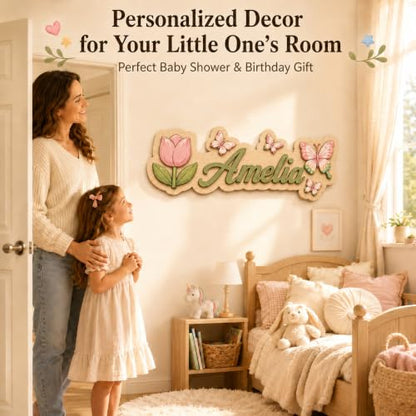 Personalized Nursery Name Sign - Fantasy & Princess Theme Wooden Wall Decor