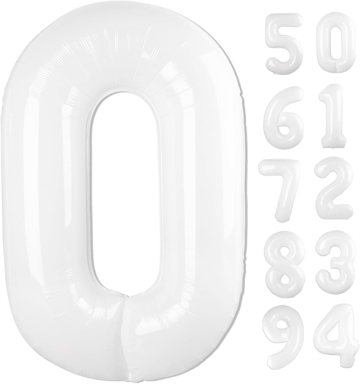White Number Balloon - 40 Inch Translucent 0 Balloon for Birthday Decorations | Party Supplies