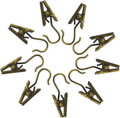 WMYCONGCONG Metal Hook Clips - 100 PCS Heavy-Duty Curtain Clips for String Lights & Photos | Antique Bronze