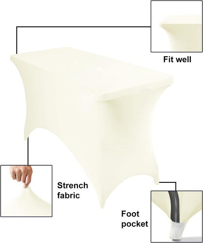 Spandex 4ft Waterproof Table Cover - Elegant Ivory for Parties, Weddings & Events