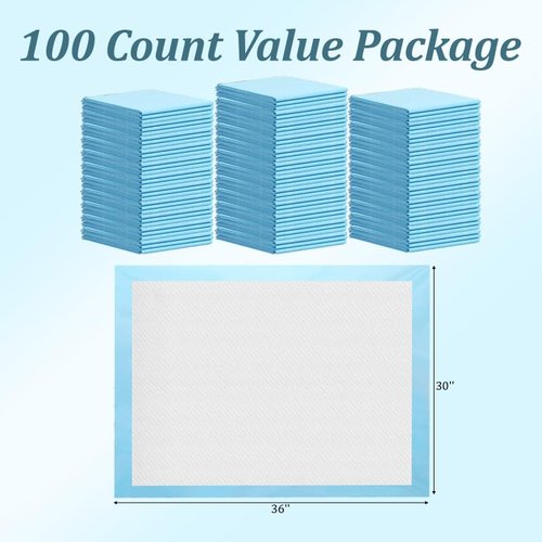 100 Count Disposable Bed Pads 30" x 36" for Adults, Kids & Pets – Super Absorbent Chucks Pads with Waterproof Backing, Leakproof Incontinence Underpads, Soft Non-Woven Top, Bed & Furniture Protection