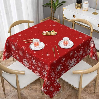 Kawani Christmas Snowflakes Square Tablecloth 54 Inch Multi Color Holiday Decor