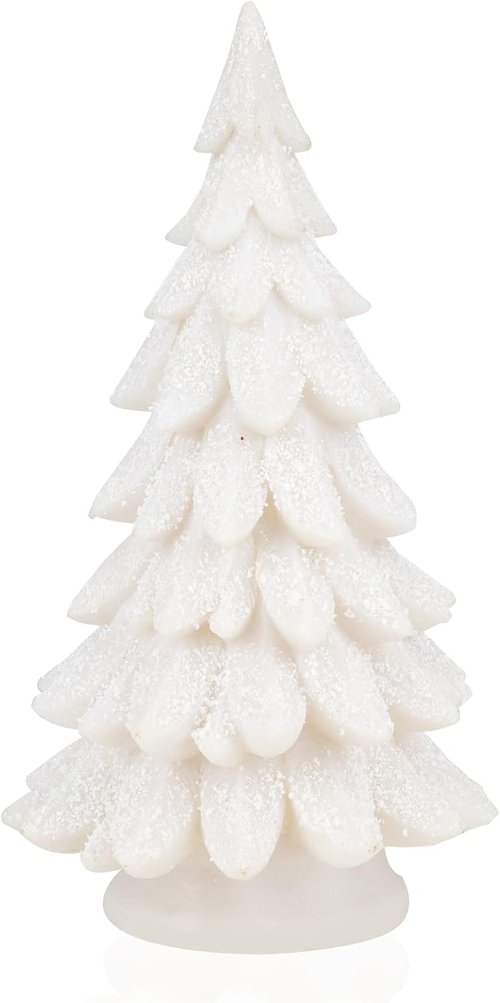 Bdor White Christmas Tree - 11-Inch Tabletop Decor with Lights & Snowflakes | Exquisite Resin Ornament