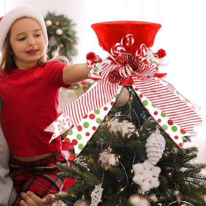 Candy Cane Christmas Decorations Set with Tree Skirt and Topper - Holiday Peppermint Theme