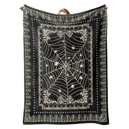 Halloween Blanket 60x50 Gothic Spider Web Throw Blanket - Dark Decor