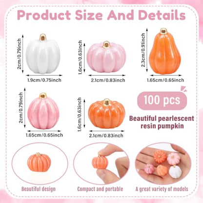 Mini Pink Resin Pumpkin Set for Crafts & Thanksgiving Decorations - 100 Pcs