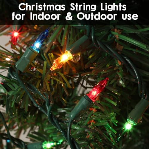 Multicolor Christmas String Lights 100 Count 21ft Incandescent Connectable Indoor Outdoor