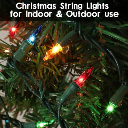Multicolor Christmas String Lights 100 Count 21ft Incandescent Connectable Indoor Outdoor