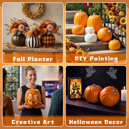 12.8 Inch Faux Carvable Pumpkins - Set of 2 Fall Decor