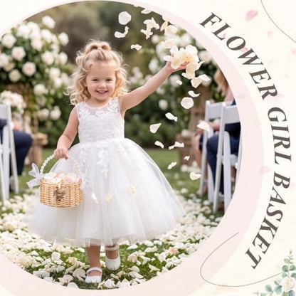 Flower Girl Basket with Pearl Handle & Sign - Wedding Decor