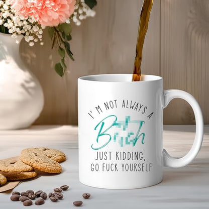 Funny Swear Word Mug - Hidden Secret Coffee Cup with Whit-Aqua Blue Variation