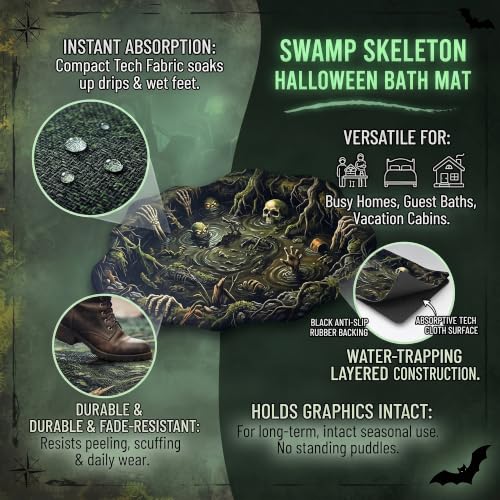 Spooky Optical Illusion Bath Mat - Horror Swamp Scene, Non Slip, 18x34