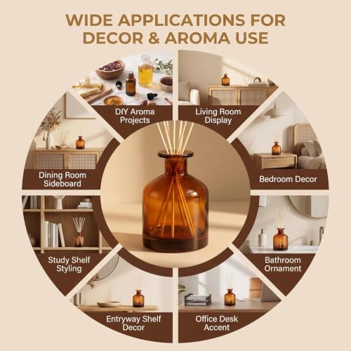 Amber Glass Reed Diffuser Bottle - 8.4oz Fragrance Container
