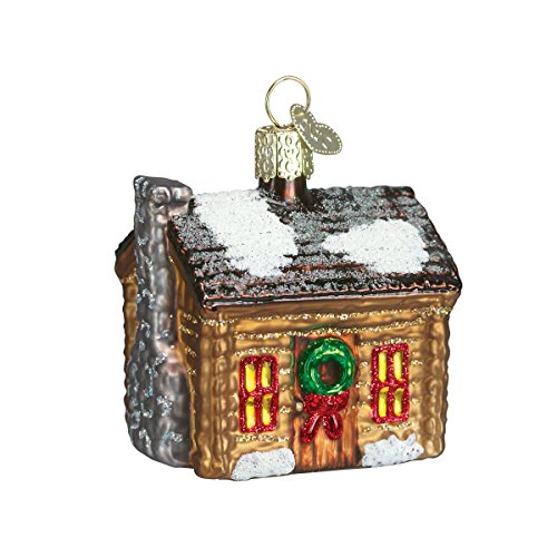 Old World Christmas Handcrafted Glass Log Cabin Ornament for Christmas Tree