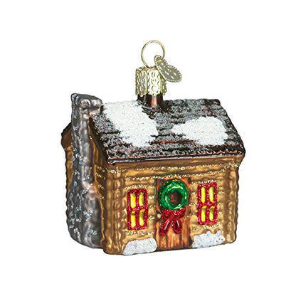 Old World Christmas Handcrafted Glass Log Cabin Ornament for Christmas Tree