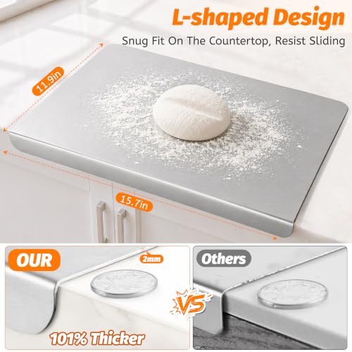 15.7 x 11.9 Inch Stainless Steel Cutting Board with Lip - Kitchen Chopping Surface