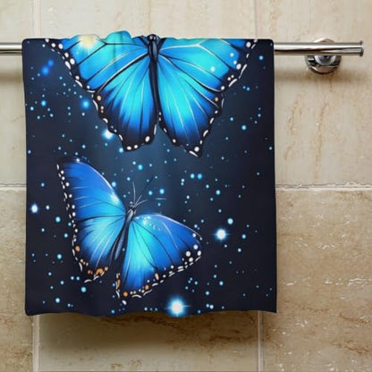 Dreamy Blue Butterfly Microfiber Travel Towel 28.7x13.8 Lightweight Quick Dry
