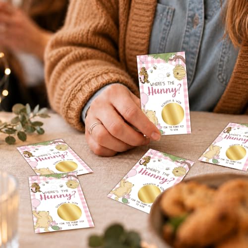 Pink Winnie Baby Shower Scratch Off Game Cards - Fun Raffle Activity