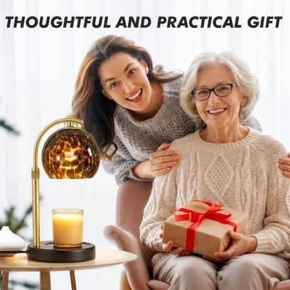 EJIAXIN Amber Candle Warmer Lamp with Timer & Dimmable Bulb - Safe Wax Melter Gift