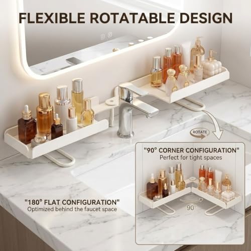 Foldable Over Sink Shelf Organizer Black 20in - Bathroom Faucet Storage