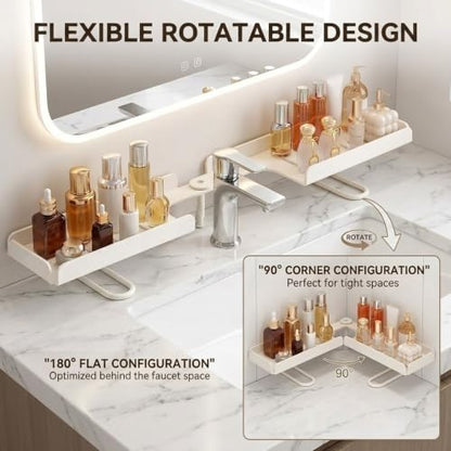 Foldable Over Sink Shelf Organizer Black 20in - Bathroom Faucet Storage