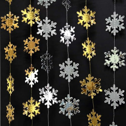 Cheerland Silver and Gold Snowflake Garland Kit - 52ft Winter Holiday Decor