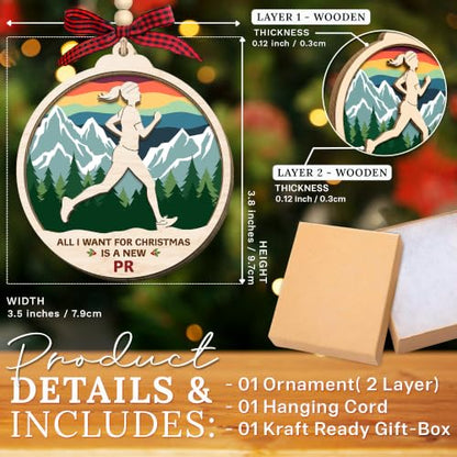HEXMOZ Christmas Running Gifts for Women - Running Ornament Set - Running 4