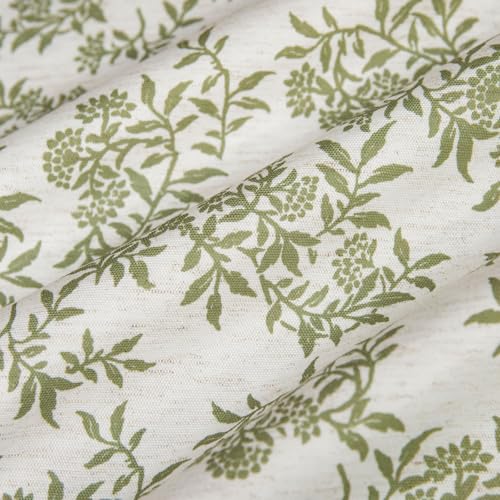 Vintage Floral Table Runner with Lace Trim - Olive Green, 14x90 Inch