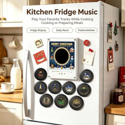 Christmas Vinyl Record Player Fridge Magnet Set - NFC Holiday Music Box B