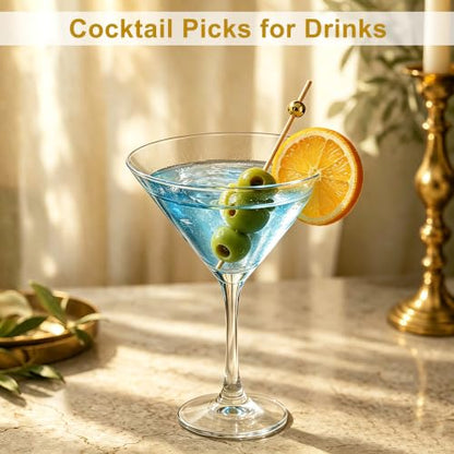 Gold 4.7 Inch Cocktail Picks - Fancy Appetizer Toothpicks, Pack of 200