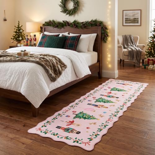Garvee 2x6 Christmas Runner Rug - Pink Holiday Entryway Floor Mat