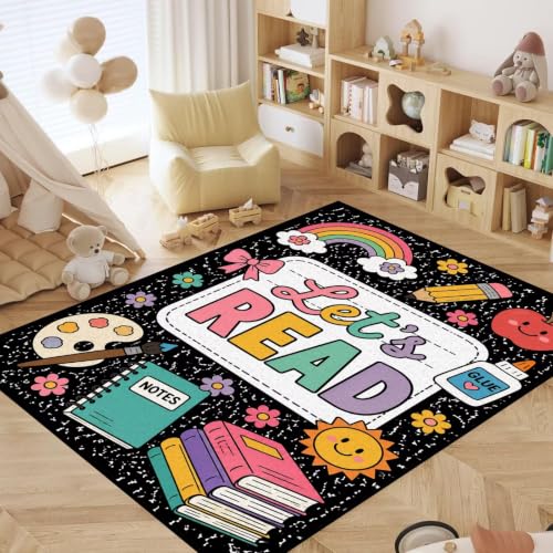 Reading Rug 4x6 Kids Play Area Rug Cartoon 05 Washable Non-Slip Bedroom Study Office