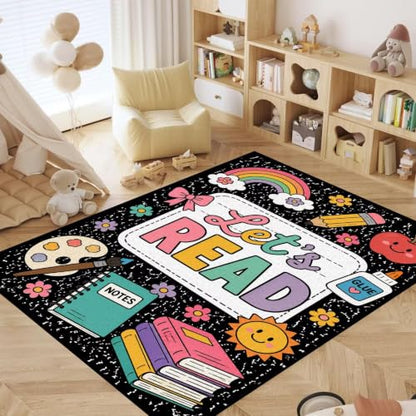 Reading Rug 4x6 Kids Play Area Rug Cartoon 05 Washable Non-Slip Bedroom Study Office