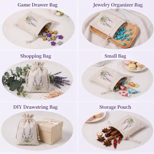 Small Cotton Lavender Sachet Bags - 12 Pack, Drawstring Storage Bags