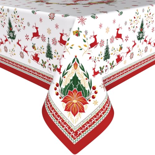 Christmas Elements Square Tablecloth 70x70 Inch Waterproof & Washable