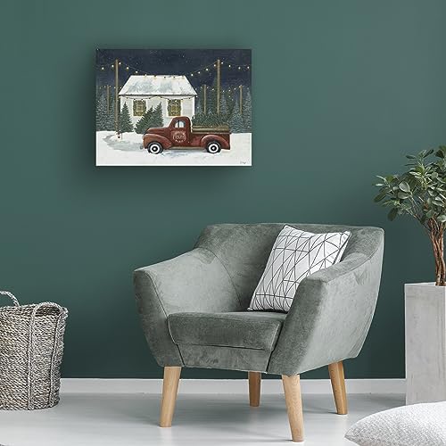 Christmas Tree Farm Canvas Wall Art - 24x32 Vintage Truck Scene