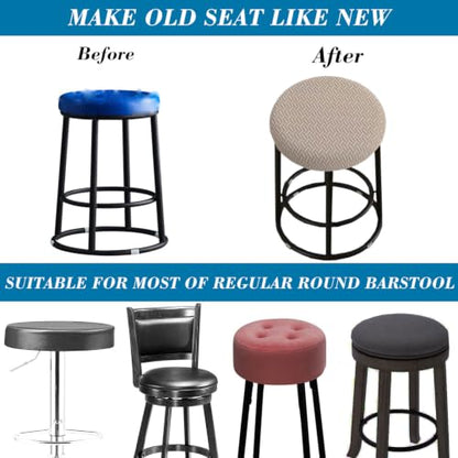 Stretch Round Bar Stool Covers 2-Pack Khaki Fit 13-18 Inch Seats